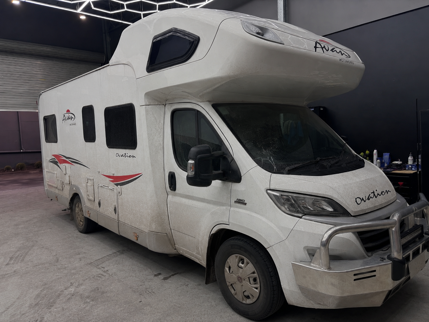 Avan Ovation motorhome before and after ceramic paint protection at Coastline Car Detailing, before